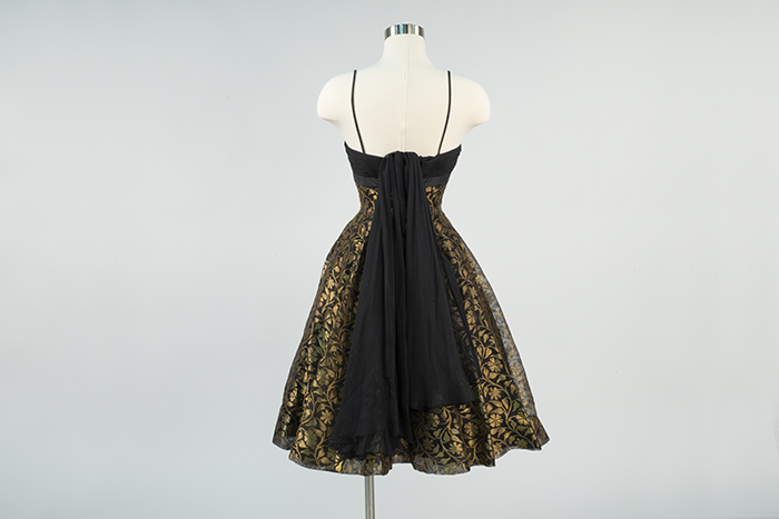 Image of Black and gold cocktail dress, 1950s